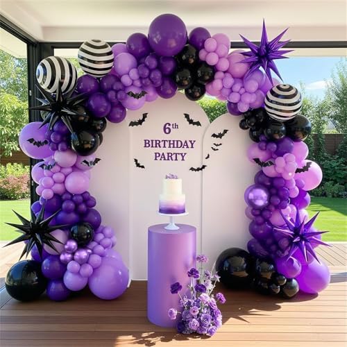 Isndare Purple Black Balloons, 12 Inch Dark Purple Light Balloons with Metallic Purple Confetti Latex Balloon Set for Girls Women Halloween Birthday Bridal Shower Wedding Party Decorations Is-02 - Image 5