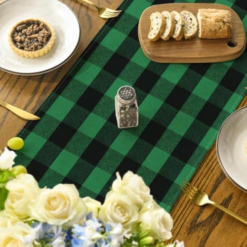 Artoid Mode Green and Black Buffalo Check Summer Table Runner 13x72 Inch - Image 4