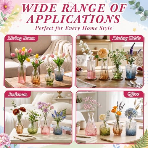 40 Pcs Colorful Glass Bud Vases for Fall Wedding, Vintage Multicolor - Image 5