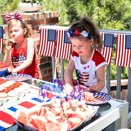 52FT 4th of July Decorations Outdoor, 50 PCS Fourth of July Banner, 5.5 x 8.2 Inches American String Flag Banner for Patriotic Independence Day Fourth of July Accessories Party Home Patio Decor - Image 4