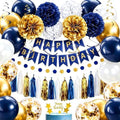 Birthday Decorations for Men, Navy Blue and Gold Party Decorations by YGYXMY