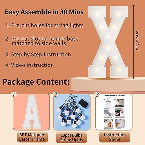 3FT Marquee Letters, Large Light Up Letters X for XV Birthday Party Decor - Image 5