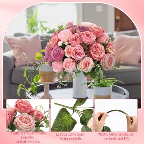 Geosar 16 Bundles Artificial Peonies Flowers,Pink Lavender - Image 3