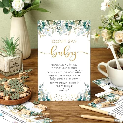 Patelai 321 Pcs Baby Shower Games Supplies, Greenery - Image 2