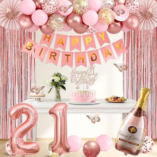 Juesly 21st Birthday Decorations for Her, 51pcs 21 Year Old Party Set - Image 5