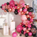MEBAY Hot Pink Black Rose Gold Balloon Arch Garland Kit, 146 Pcs Rose Red Tender Pink Black Confetti Rose Gold Balloons for Graduation Birthday Party Baby Shower Wedding Decorations by MEBAY