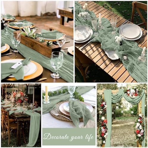 10 Pack Cheesecloth Table Runner 20 x 120 Inch, Sage Green - Image 7