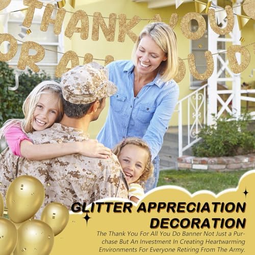Fulmoon Pre Strung Thank You for All You Do Glitter Banner, Champagne Gold - Image 4