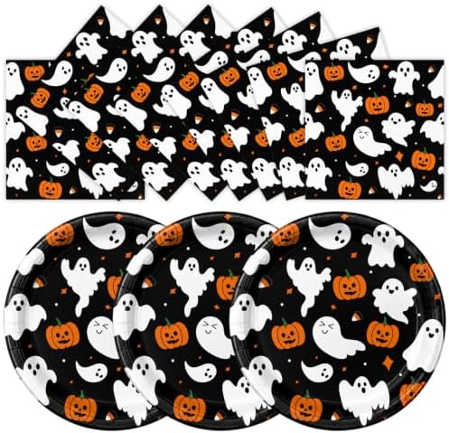 50PCS Halloween Paper Plates and Napkins, 7'' Dessert Plates Party Supplies by Unknown