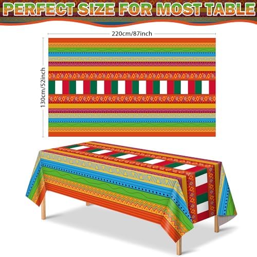 OHOME Cinco De Mayo Decorations - Fiesta Plastic Tablecloth - Image 2