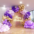 Purple Balloon Arch Kit, ADOINBY 153Pcs Different Sizes inch Lavender Metallic Purple and Gold Balloons and Confetti Party Balloon Garland Kit for Women Birthday Baby Shower Wedding Party Decorations by ADOINBY