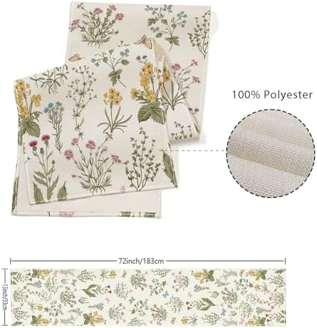ONFAON Spring Decorations for Home,Spring Table Runner 13x72 Inch Wildflowers Floral,Seasonal Summer Home Kitchen Dining Room Table Decorations - Image 3