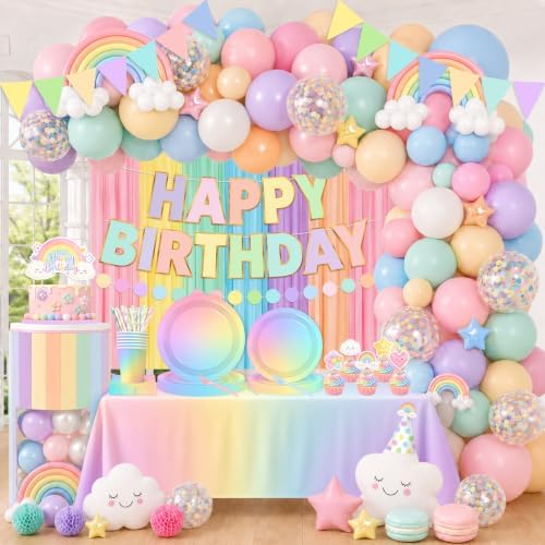 Pastel Birthday Decorations Rainbow Birthday Party Decorations Serve 20 by Pymurod