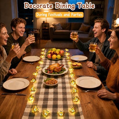 Coquimbo Bee Decorations String Lights, 10ft 30 LED Cute Honeybee Fairy Lights Battery Operated, Gifts for Women Girls Boys Kids, Room Decor for Bedroom Plants Patio Party Wedding Party Xmas - Image 3