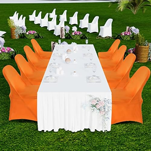 HAINARverS Folding Chair Covers for Wedding, 10pcs Orange - Image 2