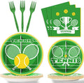 Wiooffen 96 Pcs Tennis Party Supplies for 24 Guests Tennis Ball Sports Games Party Decorations Softball Theme Party Tableware Set Include Paper Plates Napkins Forks by Wiooffen