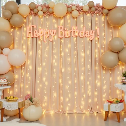 Dark Champagne Backdrop Curtains with Lights for Parties,10x10FT Wrinkle Free Polyester Wedding Photo Backdrop Curtains for Baby Shower Birthday Ceremony Reception Home Party Decorations-5ft x 10ft - Image 5