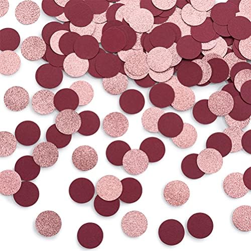 Rose Gold and Burgundy Confetti Table Decoration, 1.2'', 200pc by MOWO