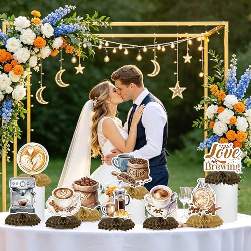 9 Pcs Love is Brewing Bridal Shower Party Centerpieces, Coffee Theme - Image 5