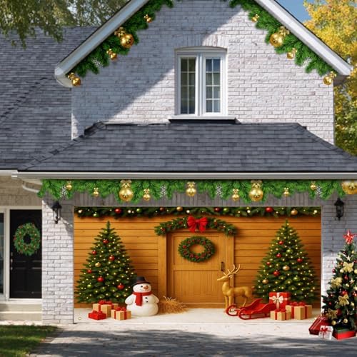 HOMETITUTE Trees Snowman Christmas Garage Banner 13x6ft - Image 6