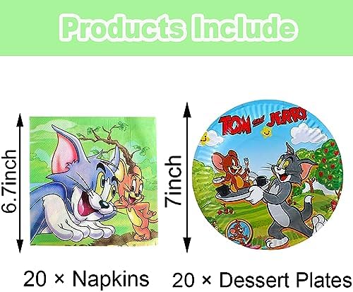 Tom Party Supplies 40pck include 20 plates, 20 napkins for the birthday Tom-Jerrys party decoration - Image 2