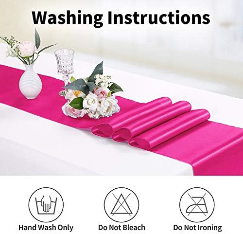 5-Pack Satin Table Runner Fuchsia 12 x 108 inches Long, Table Runners for Wedding, Birthday Parties, Banquets Decorations（5 Pack, 12x108 Inch, Fuchsia） - Image 6