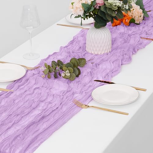 15 Pack Lavender Cheesecloth Table Runner 17 x 108 inch Cheese Cloth Table Runners 9ft Lavender Table Runner Rustic Romantic Sheer Gauze Runner for Wedding Party Baby Shower Table Decoration - Image 4