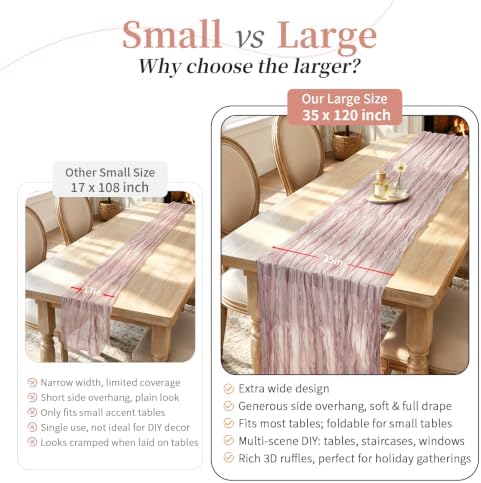 Dusty Pink Cheesecloth Table Runner 35x120in Boho Gauze Home Decor - Image 2
