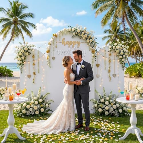 Toolterritary Set of 3 Metal Arch Backdrop Stand with Cover Set, (7.2FT, 6.6FT, 6FT Wedding Arch and Cover Set), Backdrop Arch for Party, Baby Shower, Birthday, and Graduation Ceremony - Image 3