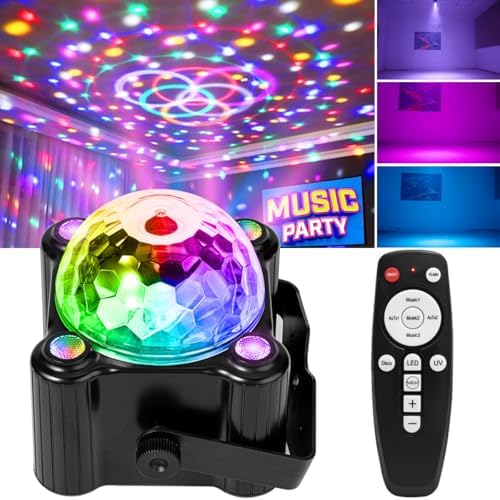 Laucnpty Disco Ball Party Lights Sound Activated Strobe DJ Stage Lighting for Indoor Room Outdoor Dance Floor Parties Birthday Rave Home Karaoke Halloween Christmas Wedding Show Bar Club Decorations by LAUCNPTY