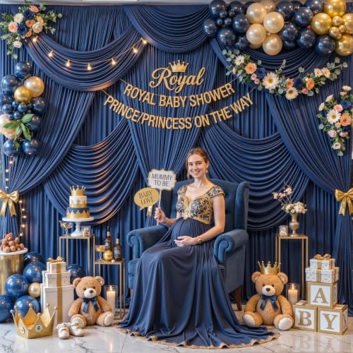 Navy Blue Backdrop Curtain for Parties Wrinkle Free Photo Curtains Backdrop Drapes Fabric Decoration for Wedding Birthday Party Baby Shower 5ft x 7ft,2 Panels - Image 3