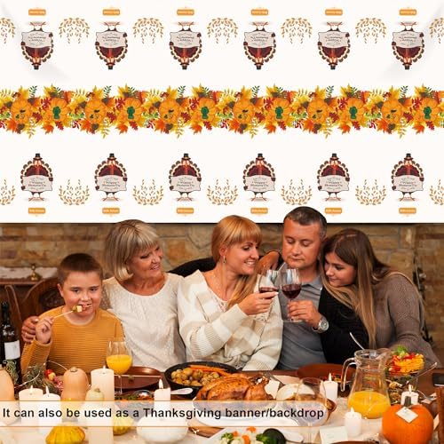 OHOME 2 Pack Thanksgiving Tablecloth Disposable - Fall Party Supplies for Thanksgiving Table Decor | Friendsgiving Party Decorations | Thanksgiving Decorations 54" x 108" - Image 6