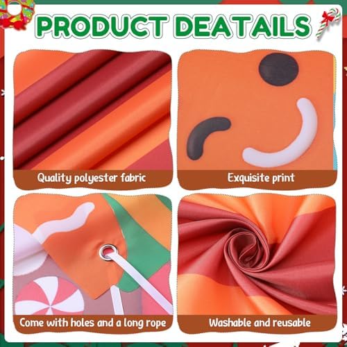 Peryiter 3 Pcs Christmas Door Decorations Gingerbread Man Porch Banner - Image 3