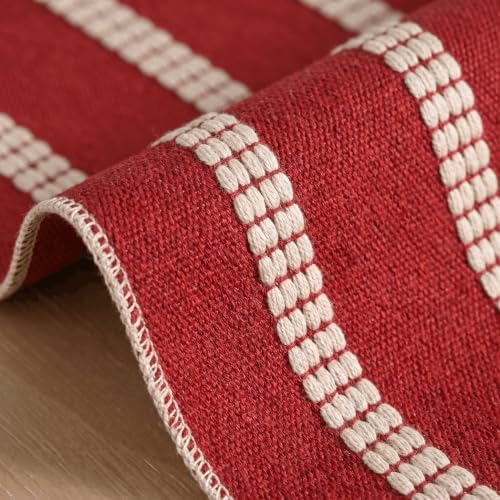 Artoid Mode Red Farmhouse Dashed Stripe Table Runner, Seasonal Holiday Christmas Boho Rustic Kitchen Dining Table Decoration for Home Party Decor 12x36 Inch - Image 5