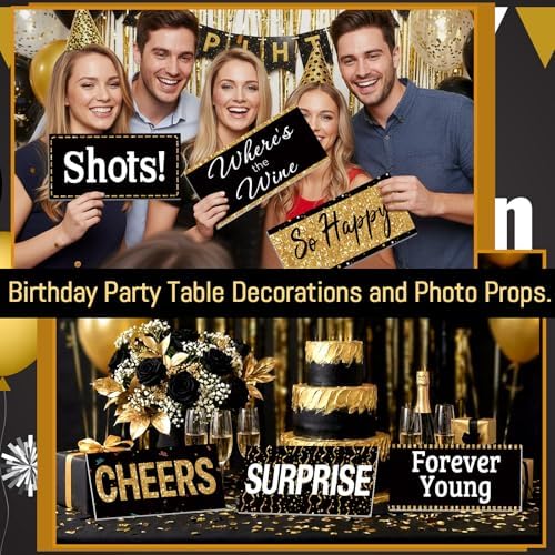 Beeveer 24 Designs Birthday Photo Booth Props, Double Sided PVC Signs - Image 6