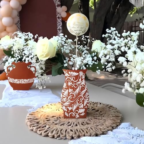 Jingmore 12 Pcs Cielito Lindo Fiesta Party Decoration, White Flower, Brown - Image 4