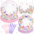 120PCS Wildflower Birthday Party Supplies, Pink Purple Floral Plates Set by FightingtoAchieve