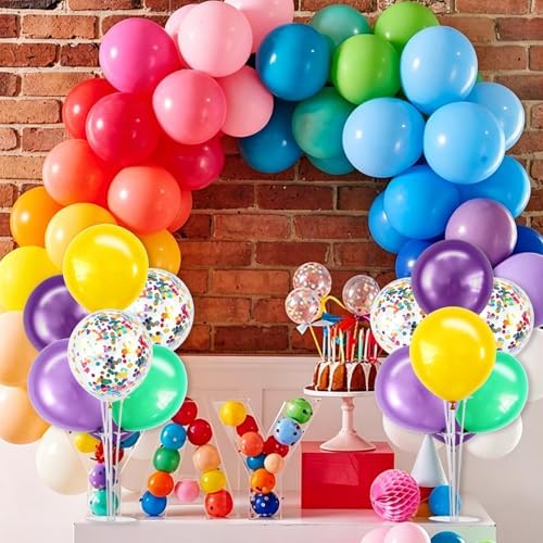 TONIFUL 4 Purple Teal Yellow Balloon Stand Balloon Centerpieces for Table - Image 5