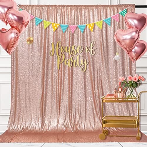 PartyDelight Rose Gold Sequin Backdrop Curtains 6x8ft - Image 3