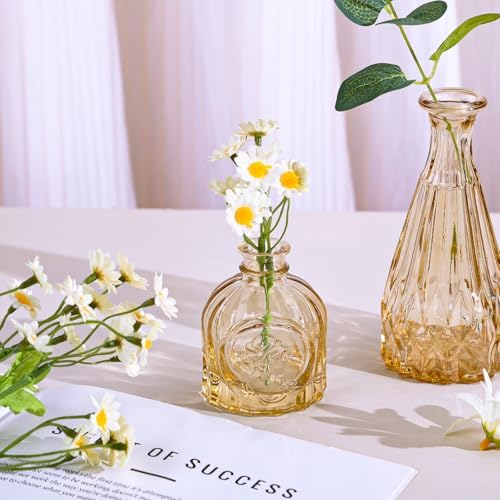 UPBUD Amber Gold Glass Bud Vases Set of 12, Small Vases for Flowers - Image 4