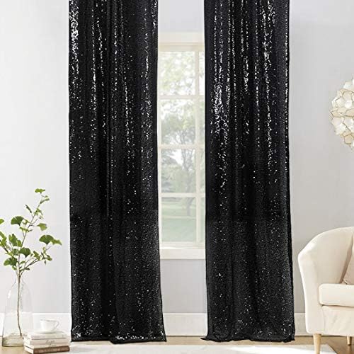 PartyDelight Black Sequin Backdrop Curtains 2x8ft 2 Panels - Image 6