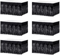 6 PCS Black Metallic Foil Fringe Tinsel Table Skirts 9 Feet x 29.5 Inch by BEAIMUXI
