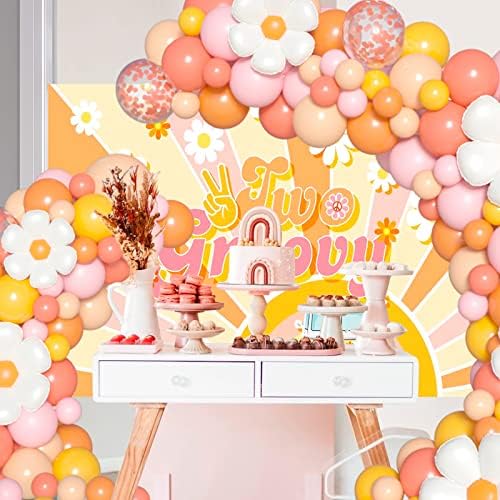 Boho Daisy Balloon Garland Arch Kit,JOGAMS 172Pcs Groovy Balloon Arch Kit with Daisy Flower Rose Gold Confetti Balloons for Boho Daisy Theme Birthday Baby Shower Wedding Groovy Party Decorations - Image 6