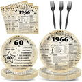 CHUNNIN 96Pcs 60th Birthday Plates and Napkins Back in 1966 Party Decorations Vintage 60 Year Old Party Dessert Plates 1966 Birthday Tableware for 24 Guests 60th Theme Men Woman Bday Parties Supplies by CHUNNIN