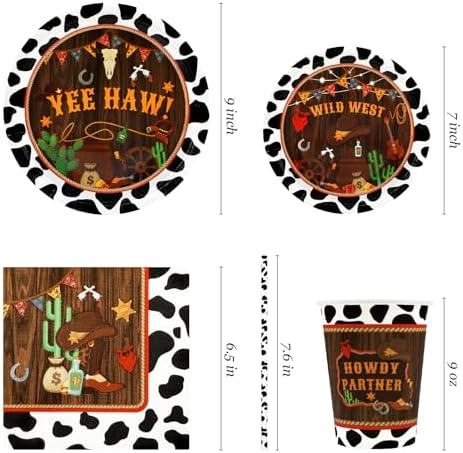 Recheel Cowboy Party Decorations Plates Set, Western Themed Party Supplies - Image 2