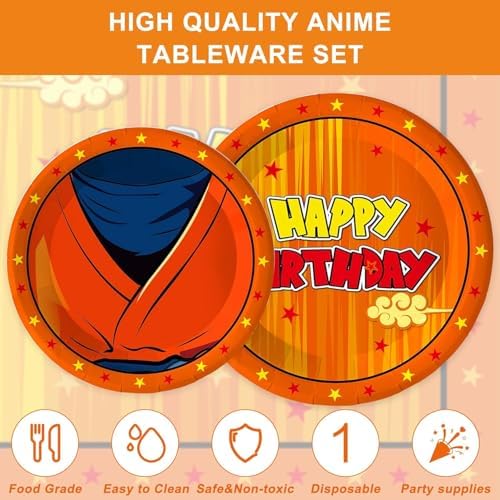 Anime Dragon Theme Party Supplies Cartoon Birthday Party Decorations Disposable Plate Napkin Fork for Anime Party Decoration 20 Sets - Image 2