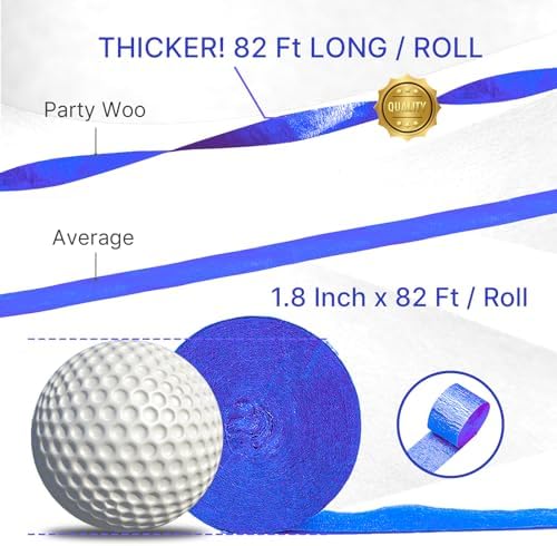 PartyWoo Blue Crepe Paper Streamers 4 Rolls 328 ft Pack of Royal Blue Crepe Paper Rolls for Graduation Wedding Baby Shower Gender Reveal Birthday Party Decorations (1.8 Inch x 82 Ft/Rolls) - Image 3