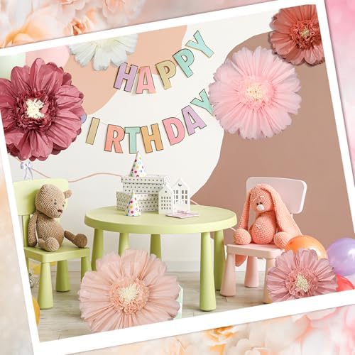 Giegxin 6 Pcs 31.5" 24" Pink Giant Tissue Paper Flower, Boho Pom Pom Decor - Image 6