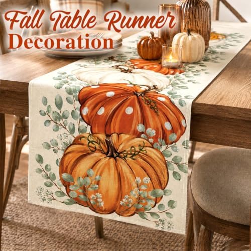 ONFAON Fall Decorations for Home, Fall Table Runner 13x72 Inch Linen - Image 4