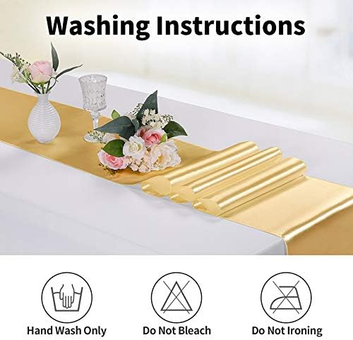 5-Pack Satin Table Runner Light Gold 12 x 108 inches Long, Table Runners for Wedding, Birthday Parties, Banquets Decorations（5 Pack, 12x108 Inch, Light Gold） - Image 6